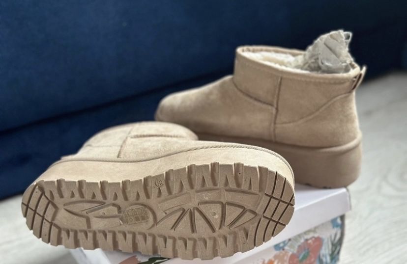 Buty sniegowce botki emu bezowe