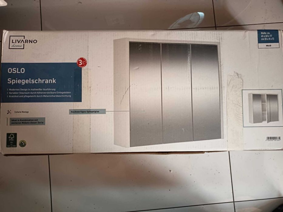 LIVARNO home Szafka łazienkowa z lustrem Oslo, biała NOWA !