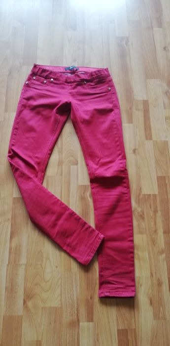 czerwone rurki skinny jeansy S treggginsy 36