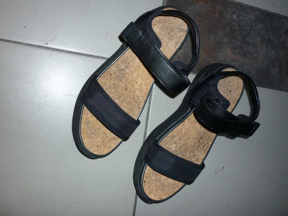 Vagabond sandały skóra tkanina korek na platformie