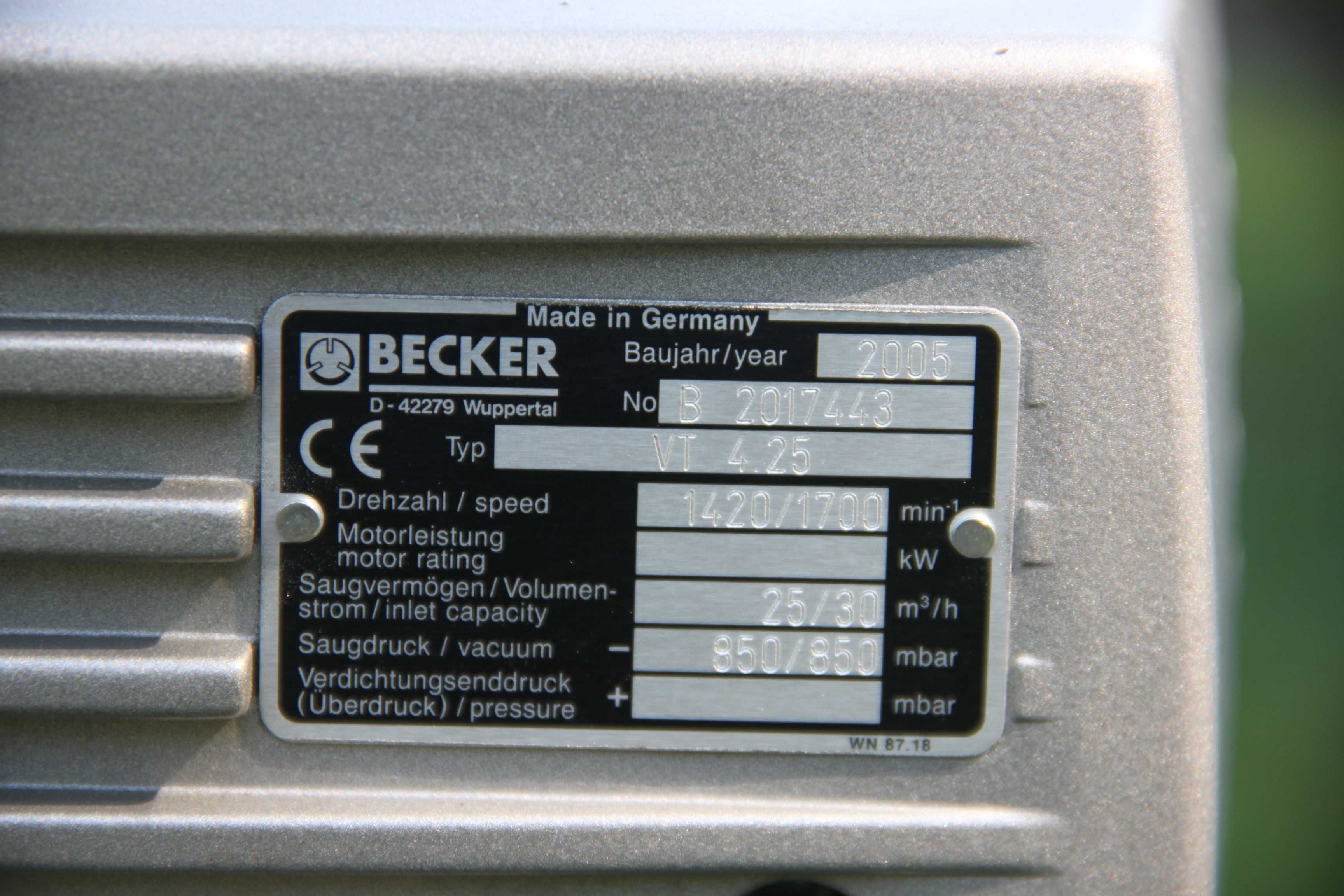 Pompa próżniowa Becker VT 4.25 nowe łopatki i filtr