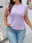 Bluzka Ażurowa Letnia Fioletowa Casual Shein 4Xl 48