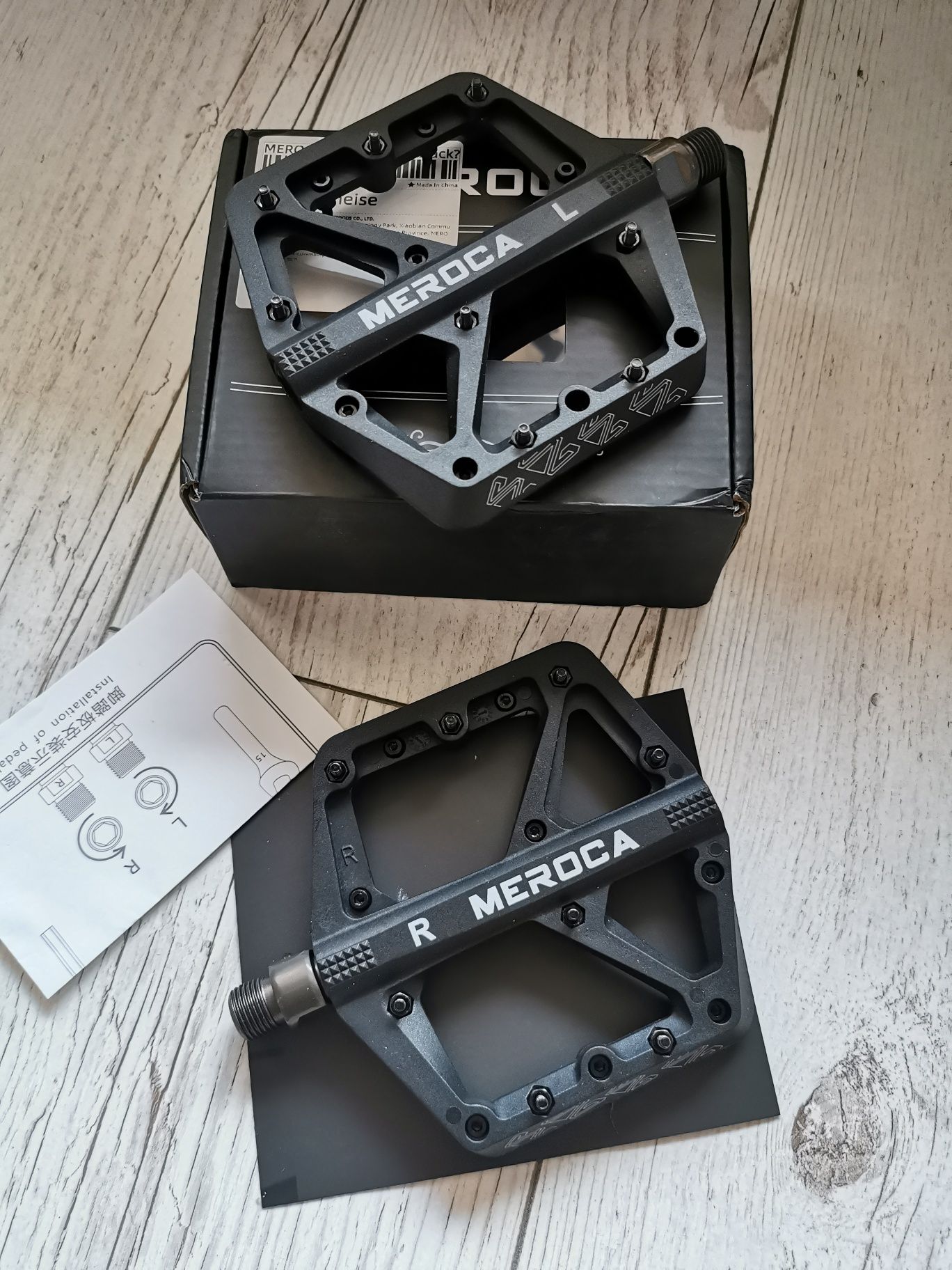Pedały platformowe rowerowe MEROCA duże platformy MTB BMX czarne