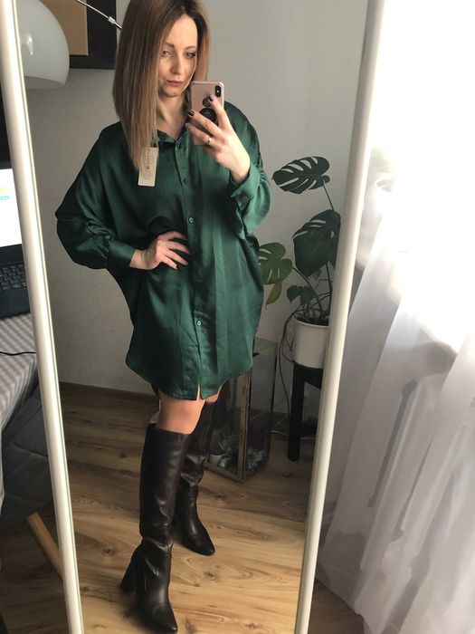 Satynowa koszula oversize