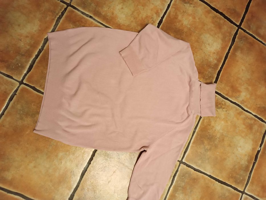 Golf Zara z wiskozy różowy krótki rękaw