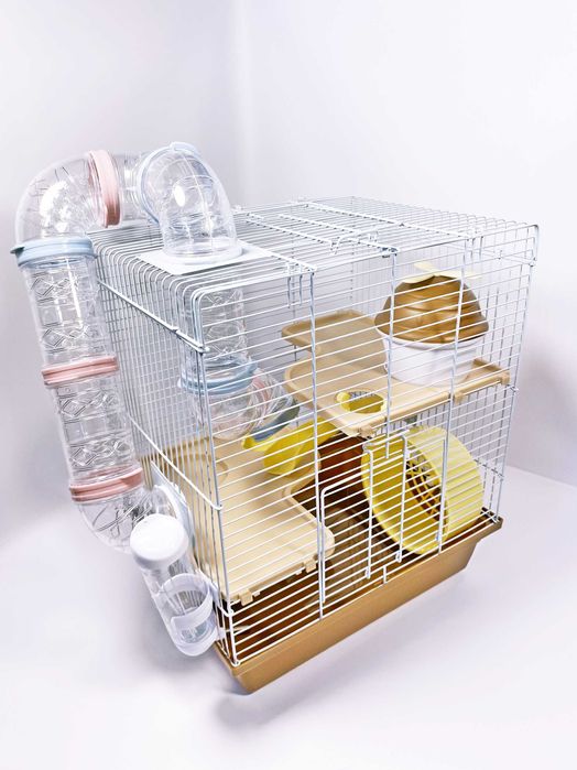 Красивая 3хэтажная клетка с туннелями для хомяка. AV3502. 35x28 x41cm