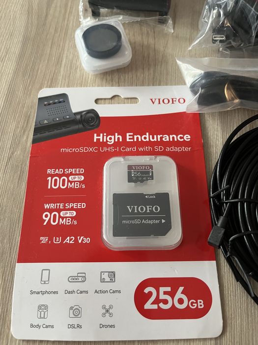 VIOFO A139PRO 3CH 4K zestaw kamer i kabli + karta pamieci 256GB