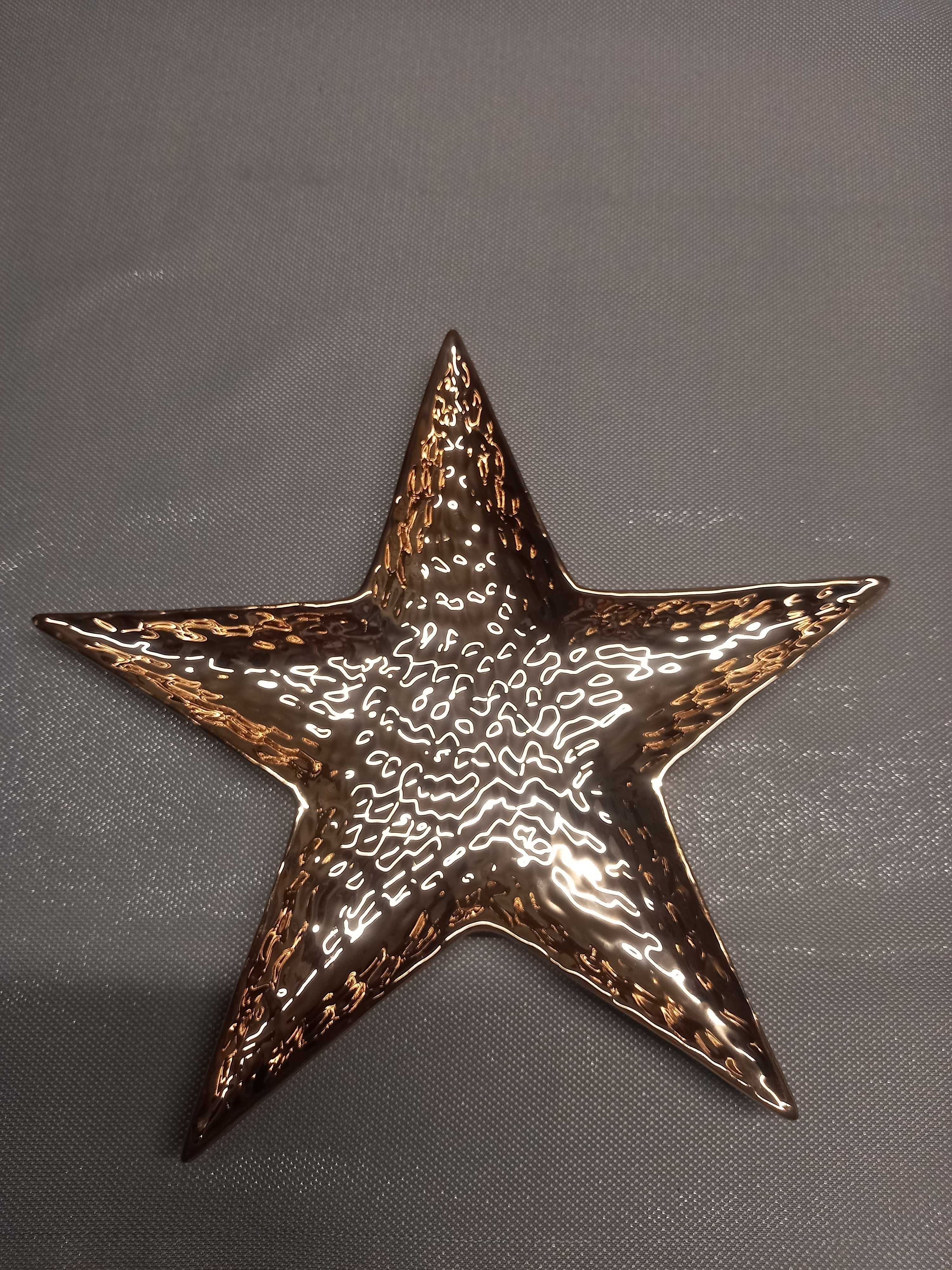 Talerz Patera gwiazda ceramiczna metalizowana 30cm 2szt