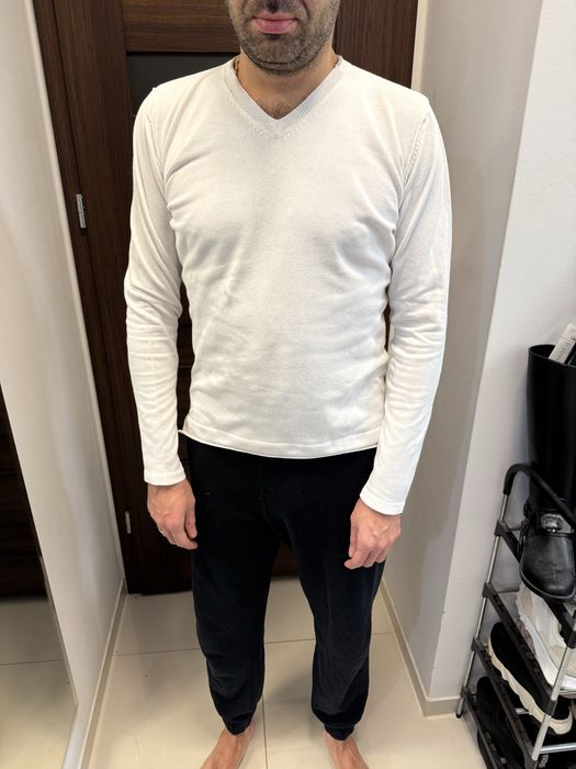 бавовняний светр zara Man білий розмір М