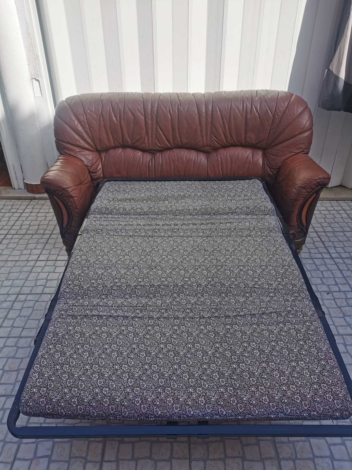 Conjunto 2 sofá-cama de pele