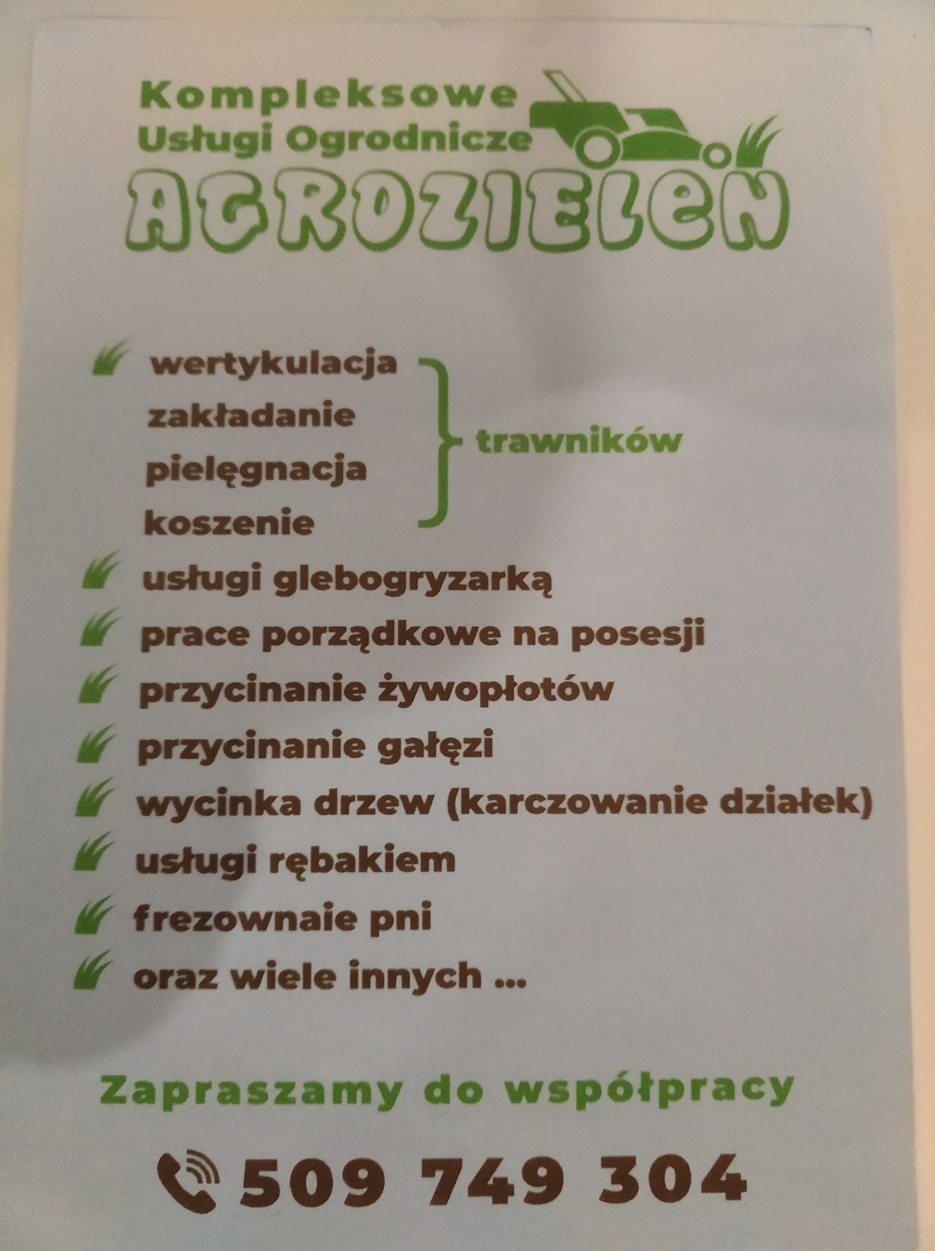 Usługi ogrodnicze, zakładanie, koszenie trawników   frezowanie pni