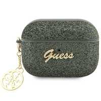 Etui na AirPods Pro 2 Guess Glitter Flake Zielony 4G Charm