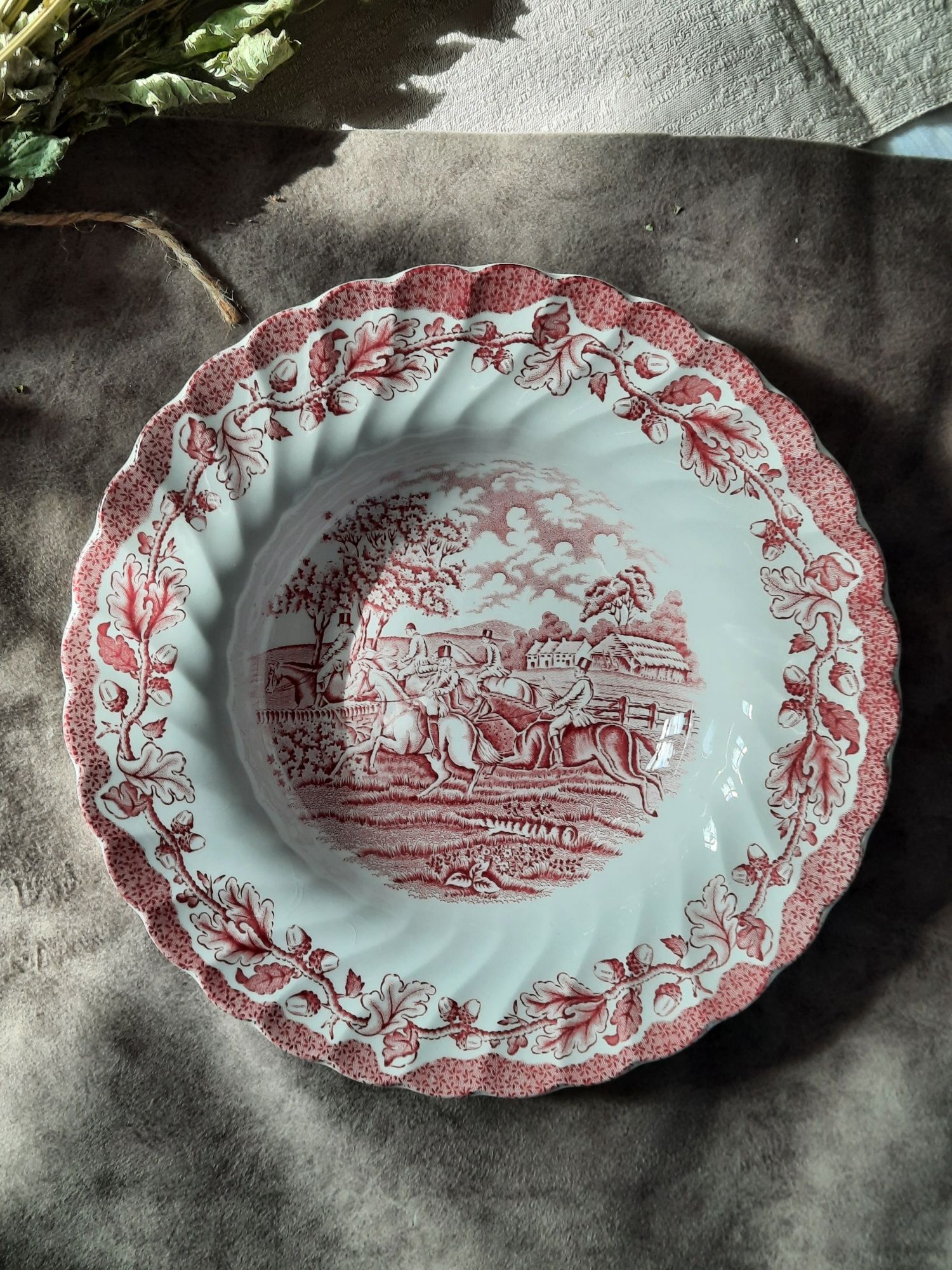 Zestaw głębokich talerzy angielska porcelana vintage unikat