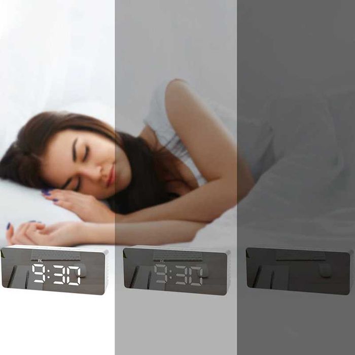 Budzik Zegar Elektroniczny Termometr Lustro LED
