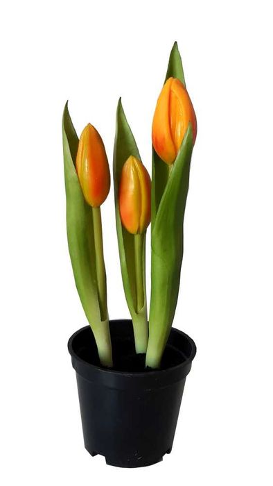 Tulipan w doniczce sztuczne tulipany silikonowe w osłonce kolory