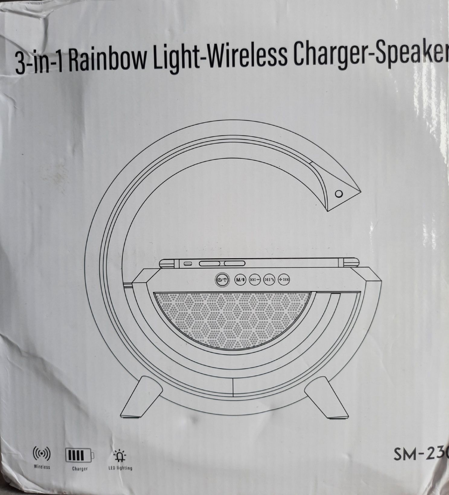 Lampka LED z ładowarką QI i głośnikiem Bluetooth RGB czarna