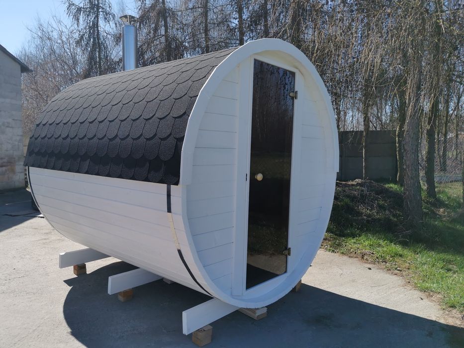 Sauna Ogrodowa 2,5 m x 2,2 m Cały komplet Piec Zewnętrzny