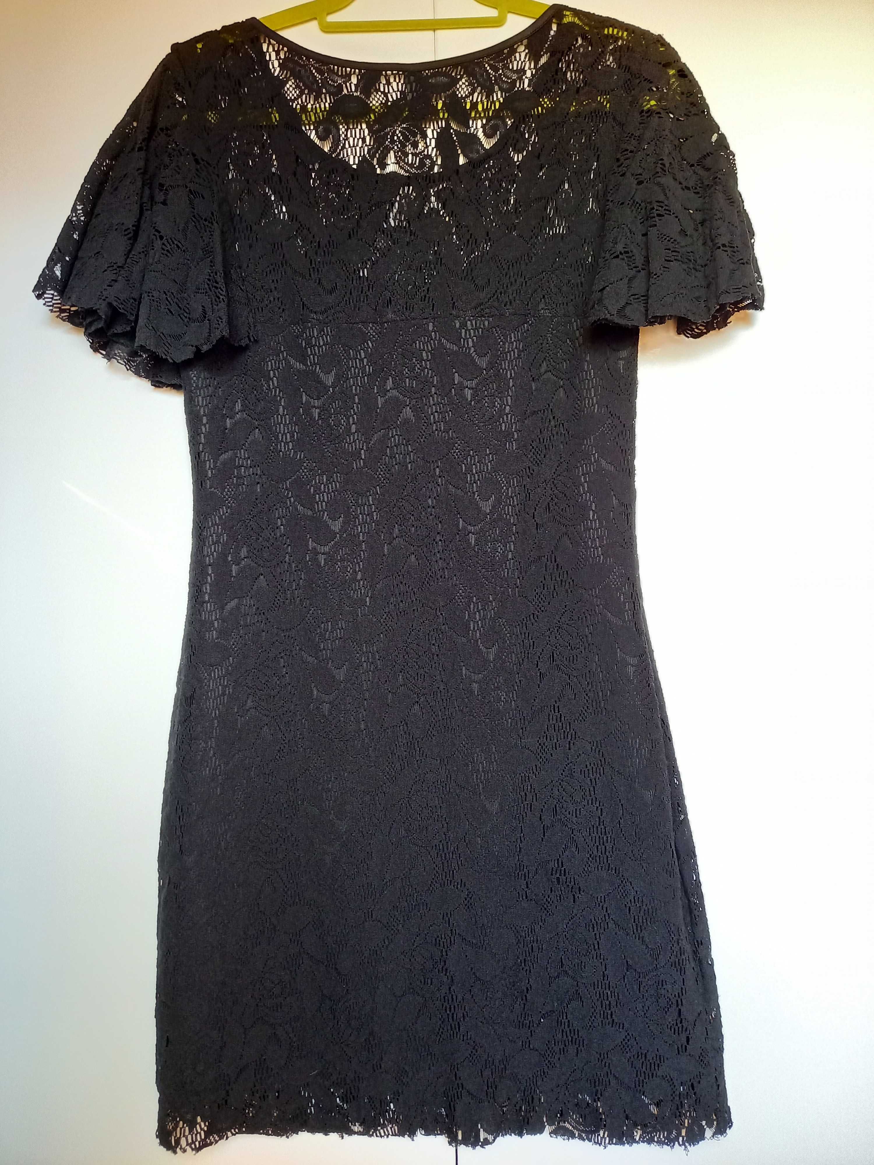 Sukienka czarna koronkowa rozmiar L midi