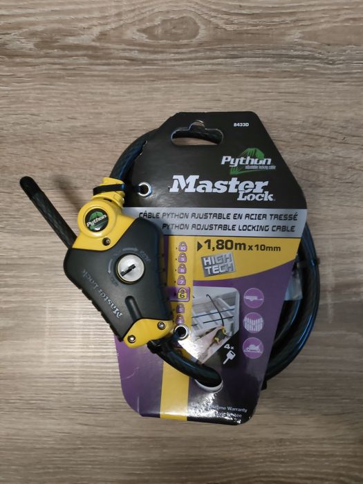 Blokada rowerowa, linka zabezpieczająca Master Lock, 4 klucze w kpl