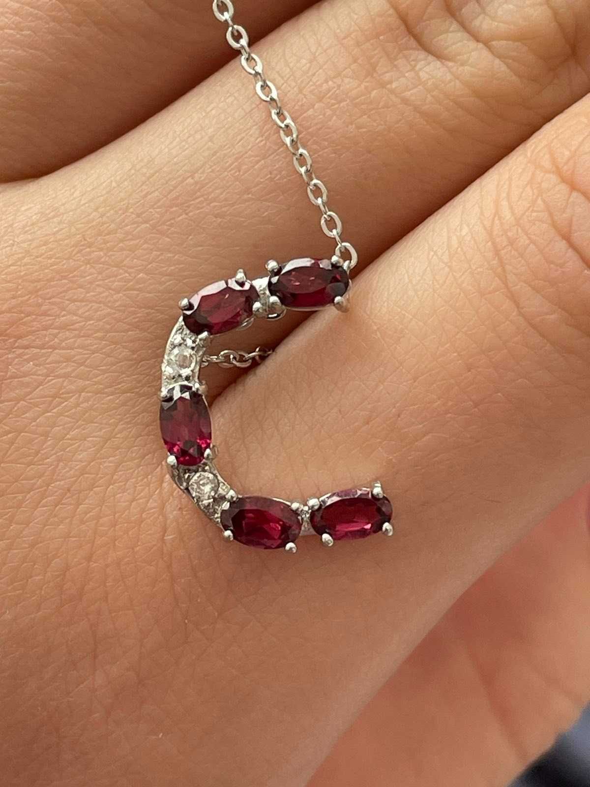 Ожерелье из пурпурно-розового родолита. Серебро 925 пробы