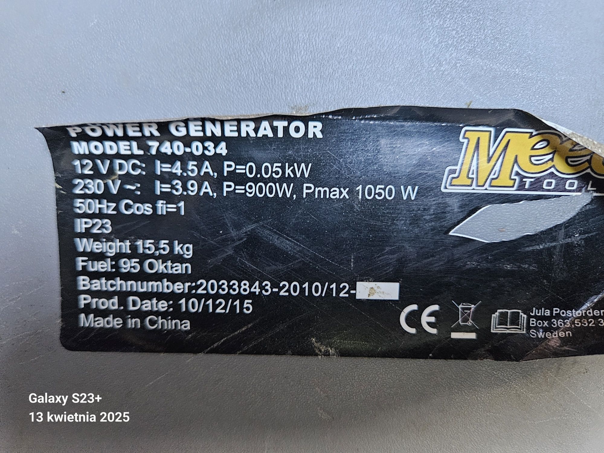 Agregat prądotwórczy 900W