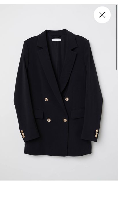 H&M чорний двобортовий піджак oversize жакет блейзер кардиган віскоза