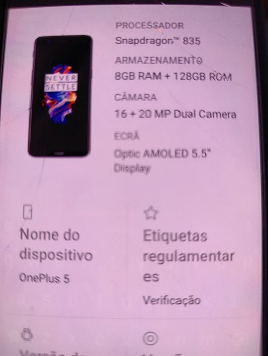 Vendo smartphone One plus 128 gigas Ron e 8 gigas Ran só 100€