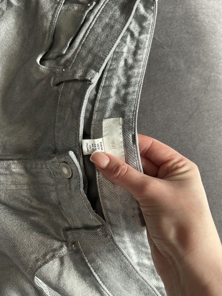 Jeansy proste H&M metaliczne