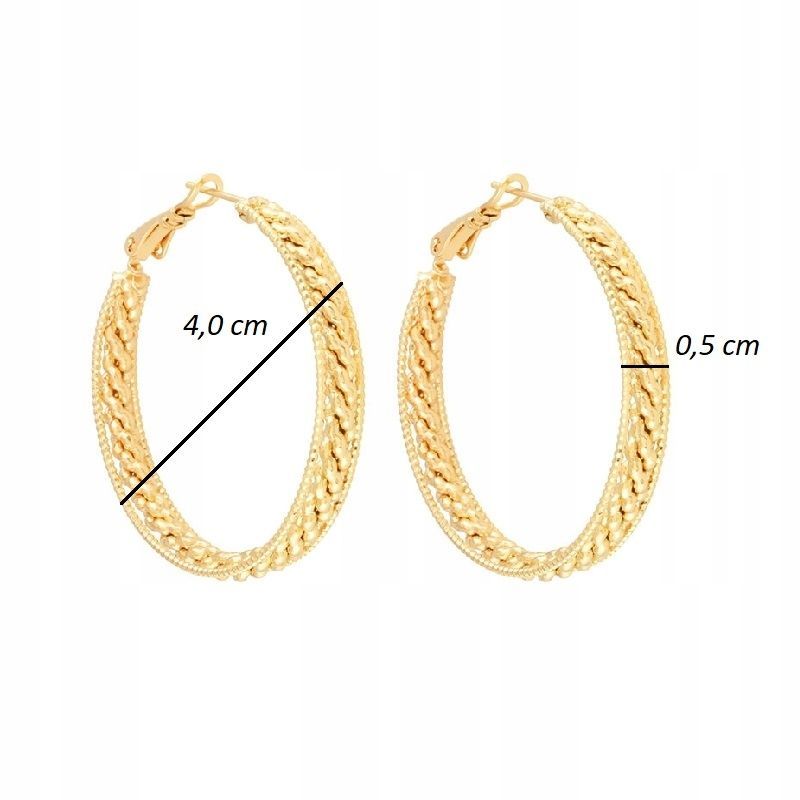 Piekne Złote Kolczyki Koła Kółka Ze Stali Chirurgicznej 18k Grube 4 Cm