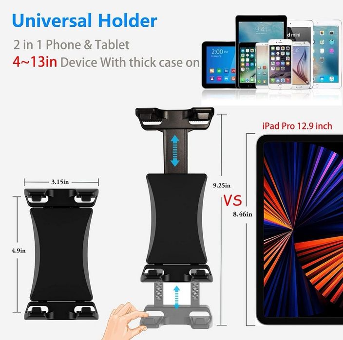 Uchwyt rowerowy na tablet iPad – regulowany 360°