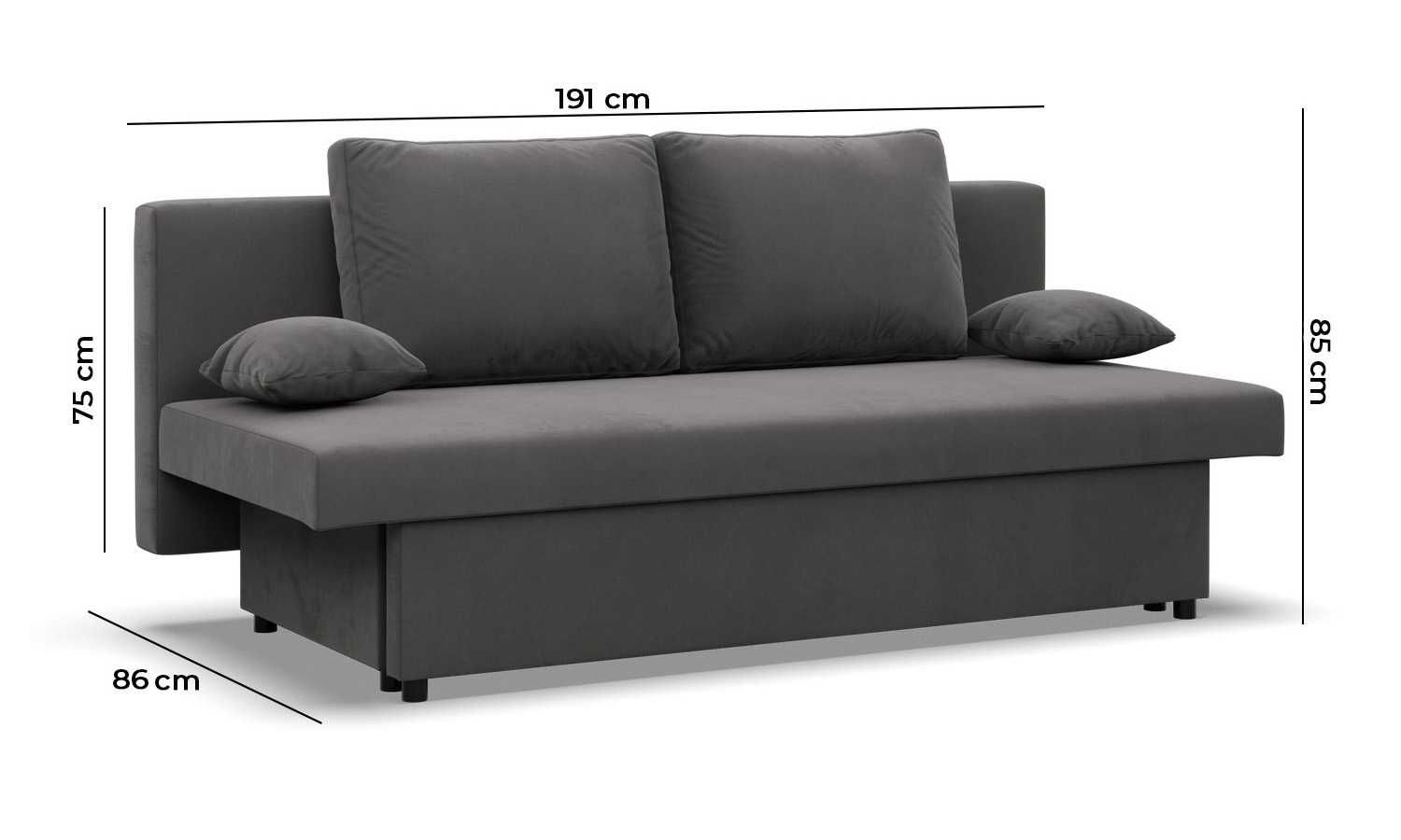 Kanapa z Funkcją Spania Sofa Rozkładana do Salonu Pokoju Pojemnik Nola