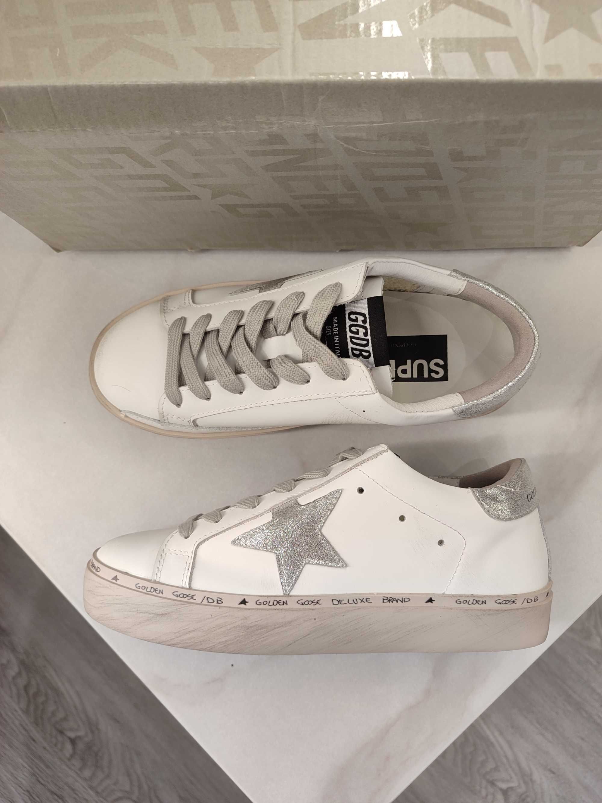 Кросівки Golden Goose Hi Star White and Silver Leather Sneakers
