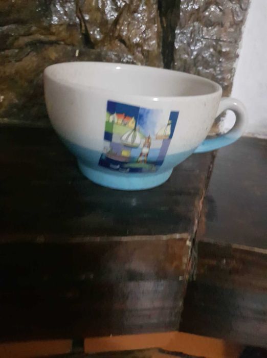 Jogo de chá em porcelana desenhos marítimos