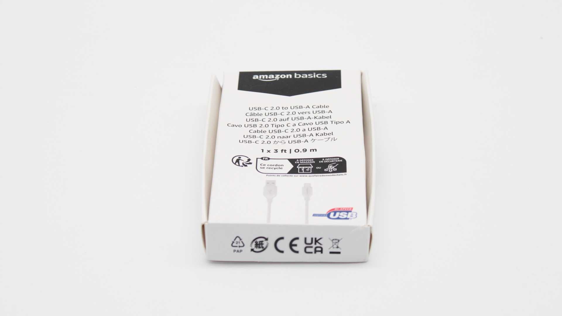 Kabel AmazonBasic USB - USB typ C 0,9 m biały