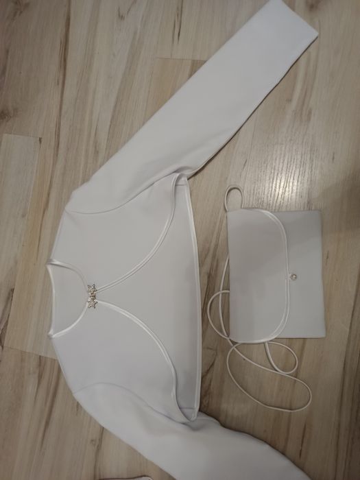 Sukienka komunijna komunia 152-158 bolerko wianek torebka rękawiczki