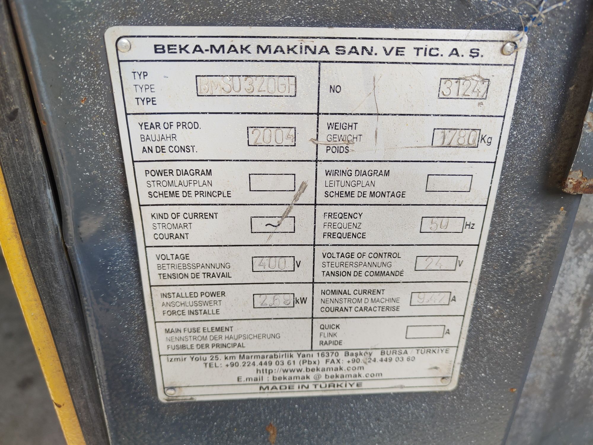 Automatyczna kątowa piła taśmowa Beka-Mak BMSO 320 GH automat