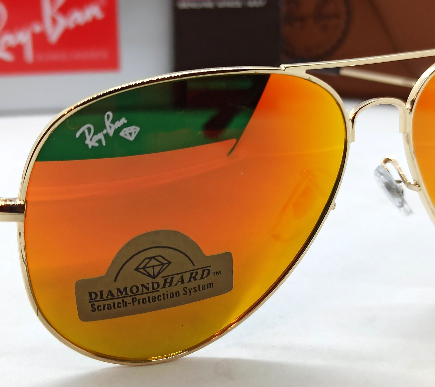 Ray Ban Aviator  очки капли унисекс оранжевые зеркальные линзы стекло