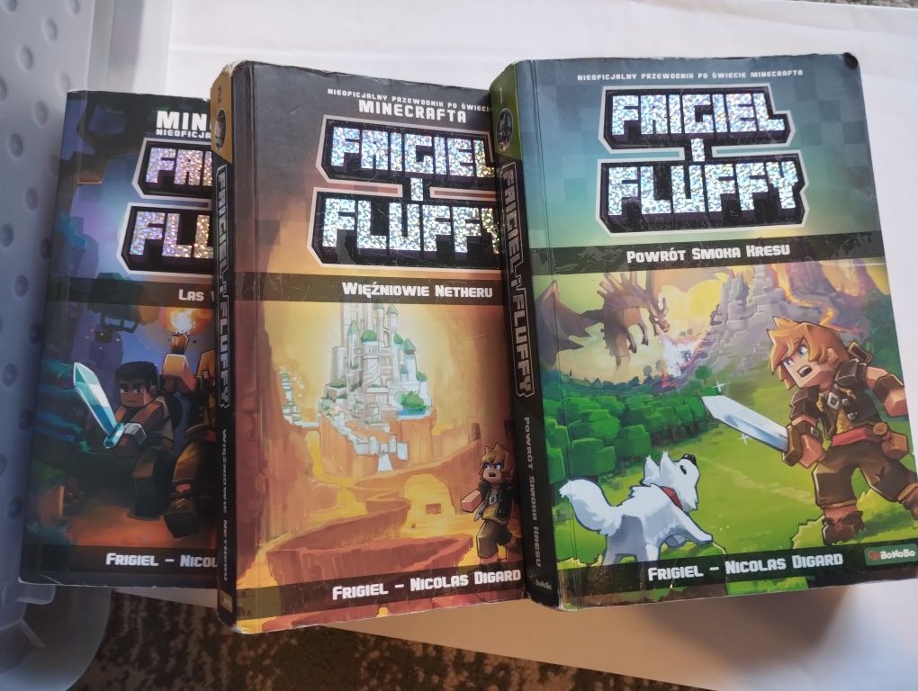 3 tomy książek frigiel i fluffy