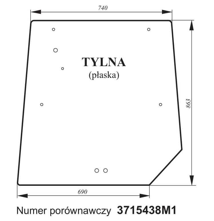 szyba tylna zielona Massey Ferguson, Landini, Valmet 6100 ACX1158