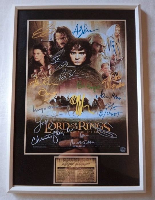 Moldura Filme Lord Of The Rings The Fellowship Of The Ring com Autógra