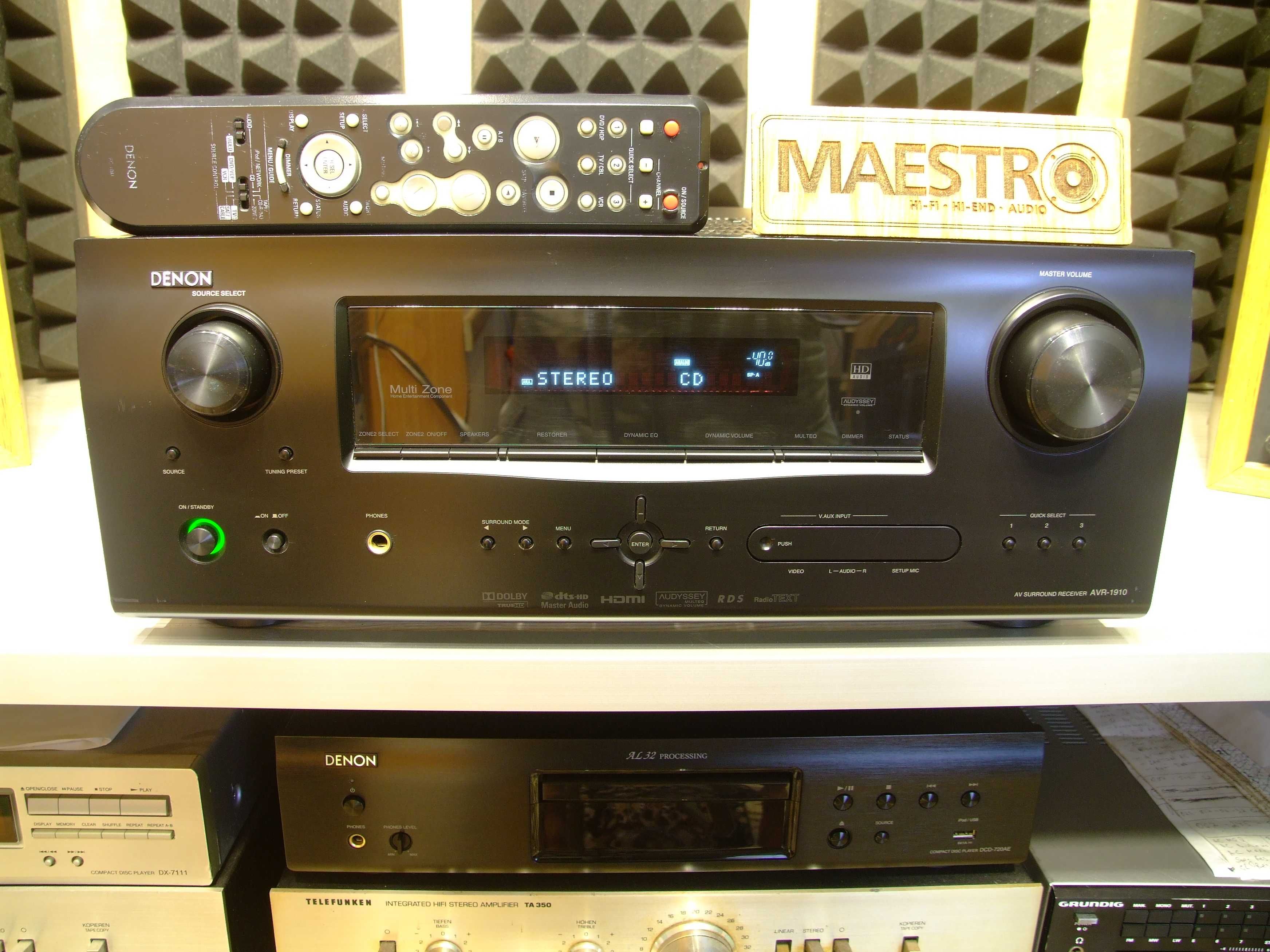 AV ресівер 7.1 Denon AVR-1910. 7х125. 6-16 Ом. Пульт. HDMI. 10.7 кг