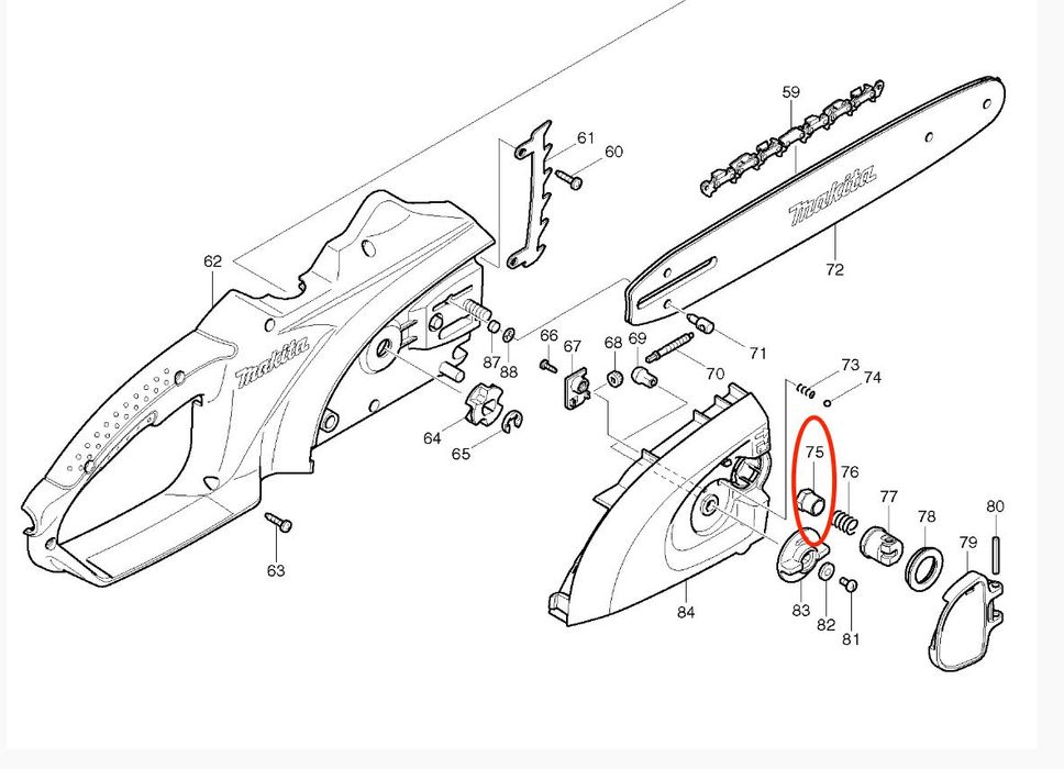 makita 252168-0  ГАЙКА ручки кріплення шини електропили
