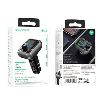 Transmiter FM BC38 Flash MP3, Bluetooth - Typ C + 2x USB+microSD 20Wat