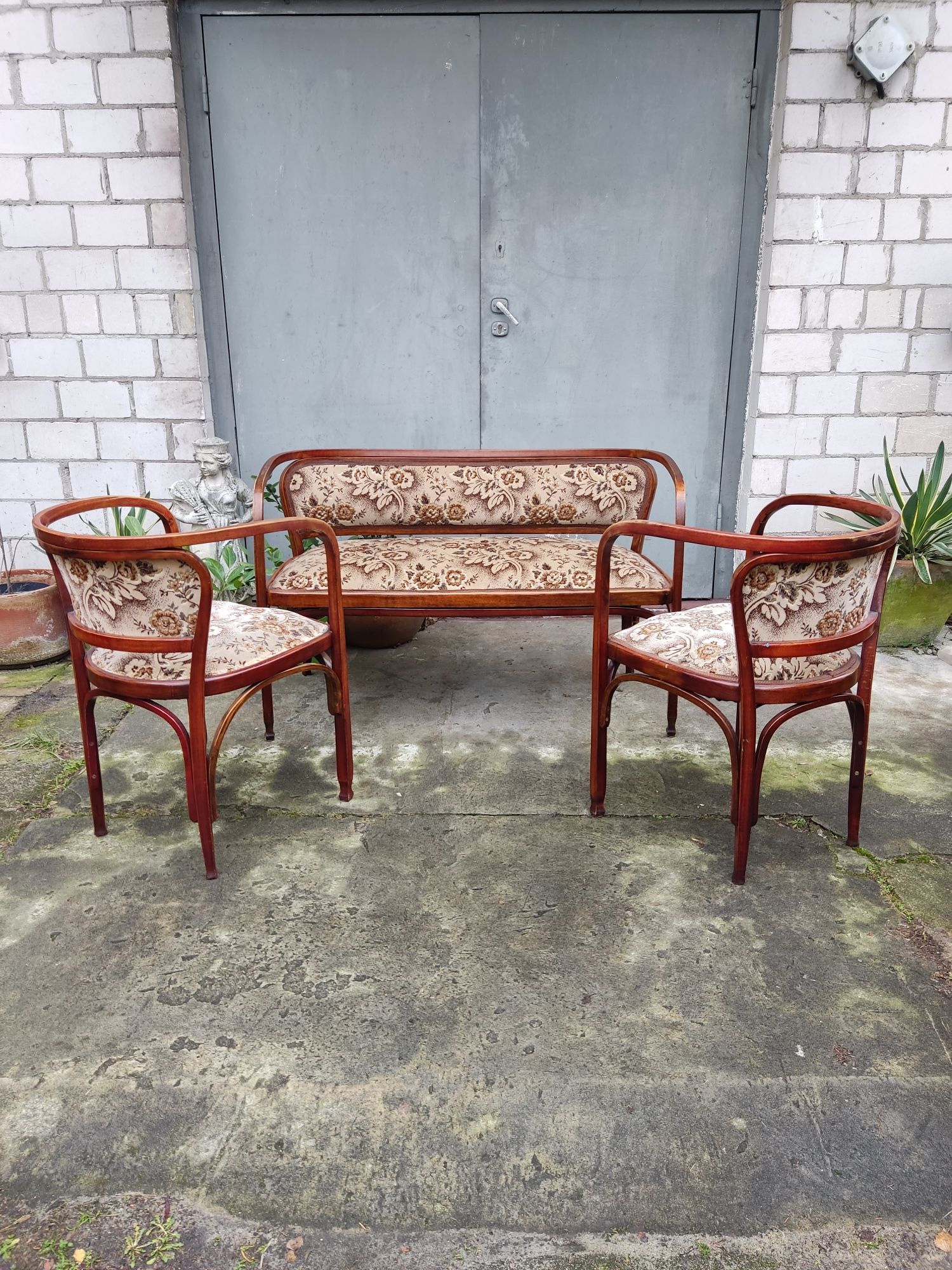 Sofa i dwa fotele proj G.Siegel dla J&J Kohn vintage retro