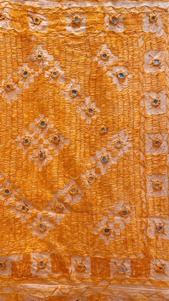 Manta colcha indiana laranja espelhos bordados Índia solteiro