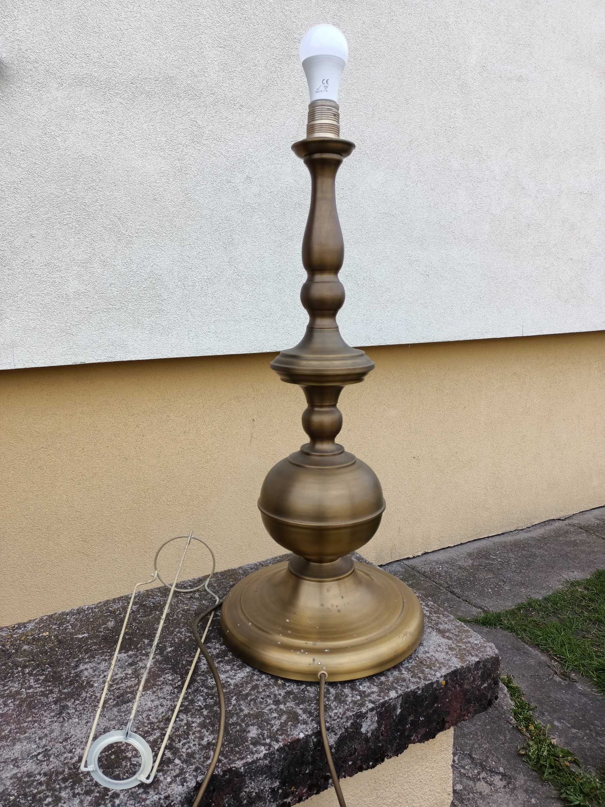 Lampa vintage klosz skóra niska stojąca