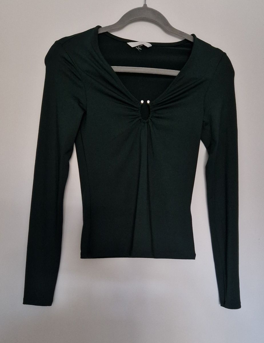 Bluzka top zielona z klamerką XS/S H&M