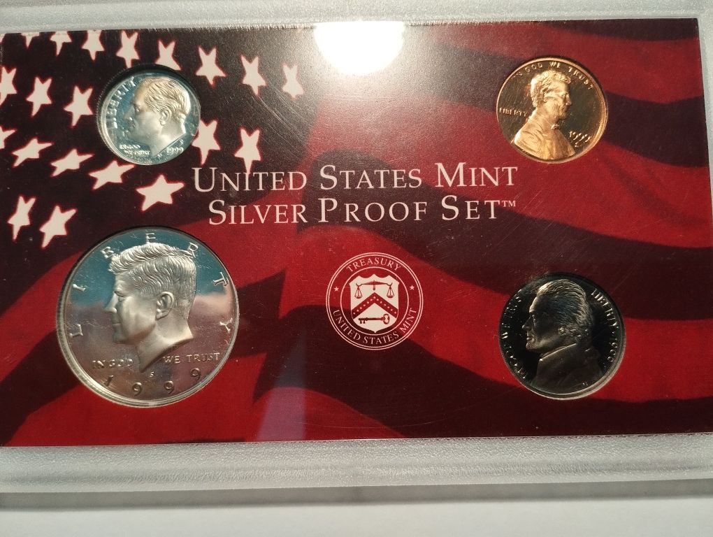 5 Conjuntos de moedas em prata 900 Proof dos EUA