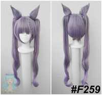 Genshin Impact Keqing cosplay wig peruka fioletowa z kitkami uszkami