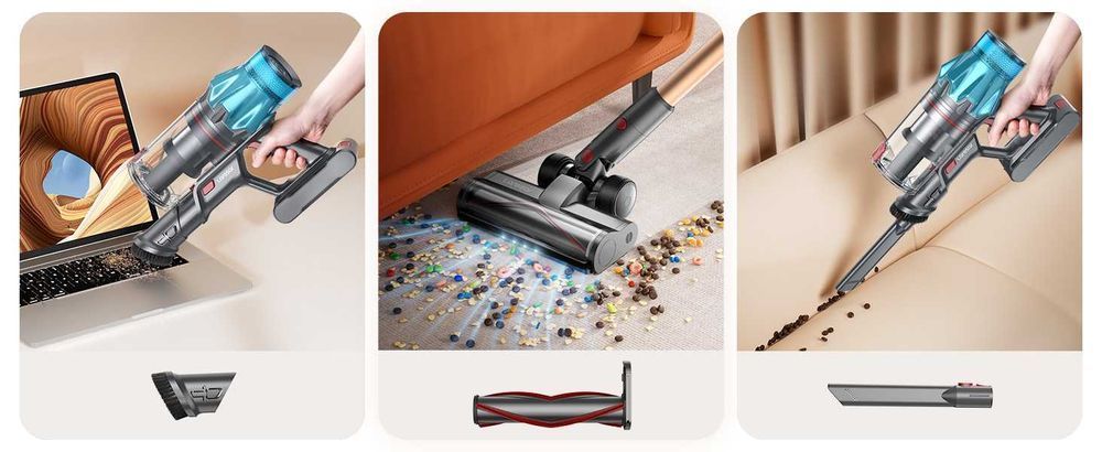 Odkurzacz Laresar V7 550W 45KPA LED HEPA bezprzewodowy pionowy stojący